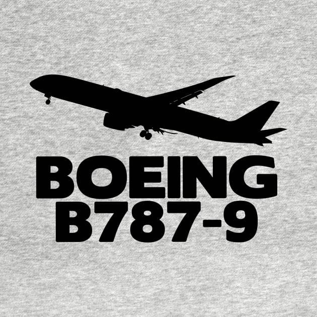 Boeing B787-9 Silhouette Print (Black) by TheArtofFlying